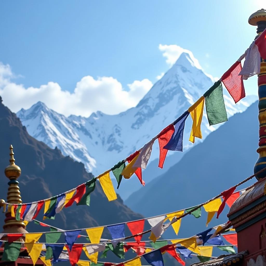 Sikkim Prayer Flags with Kanchenjunga View