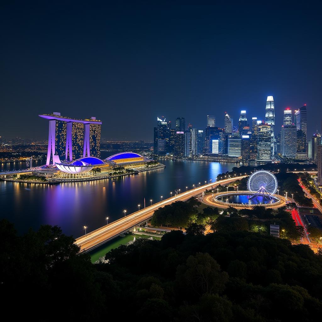 Singapore City Skyline at Night