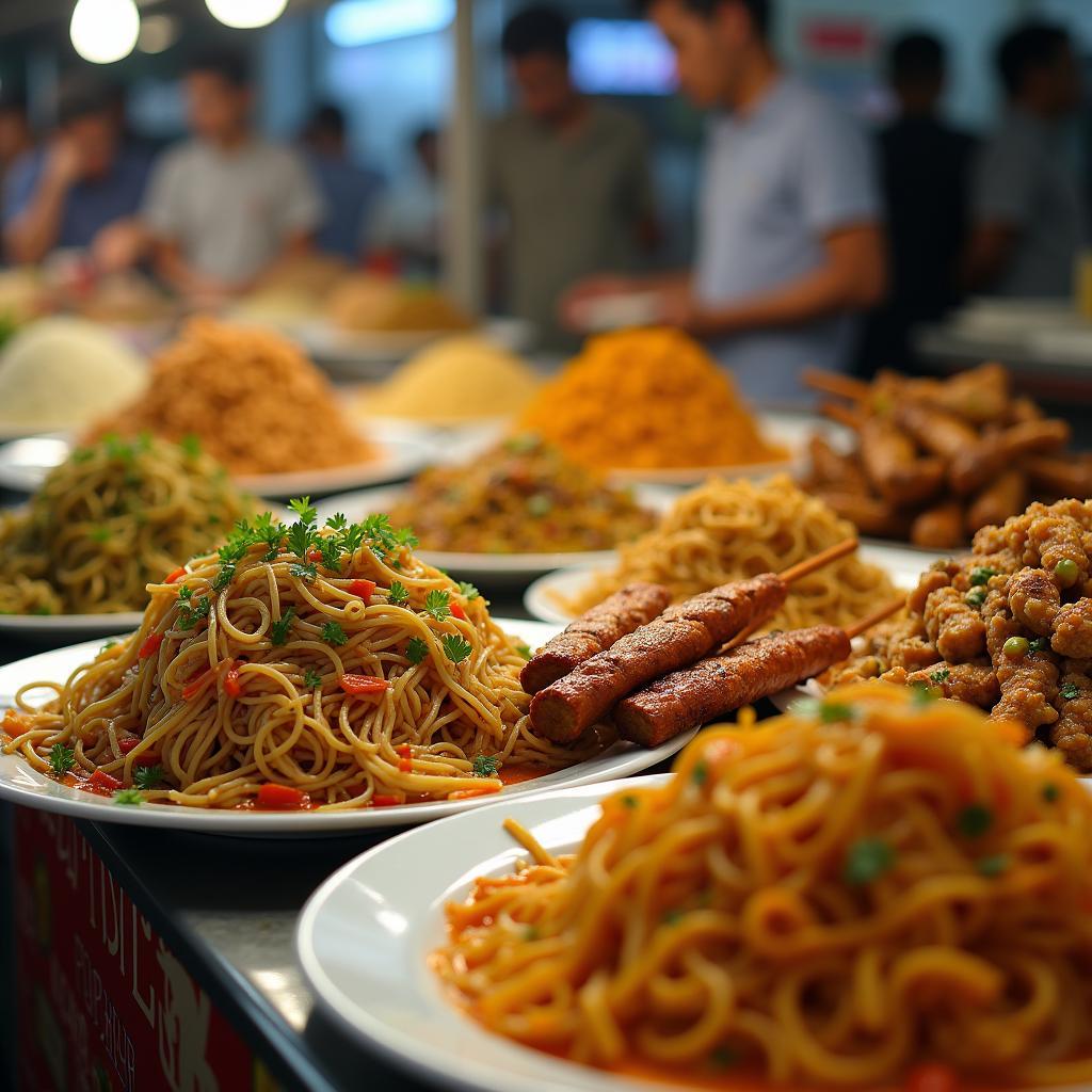 Delicious Food at a Singapore Hawker Center