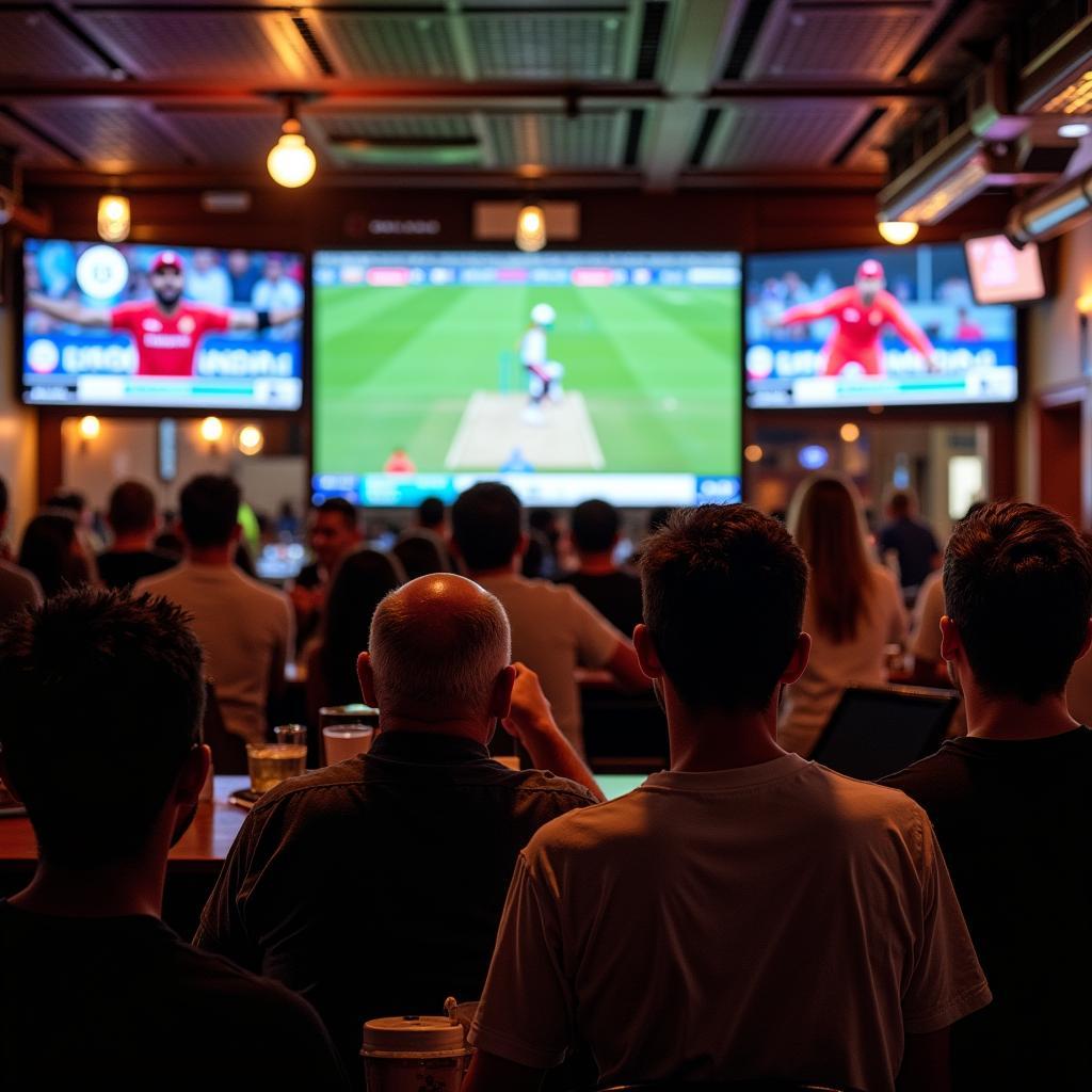 Tokyo Sports Bar Showing Cricket Match