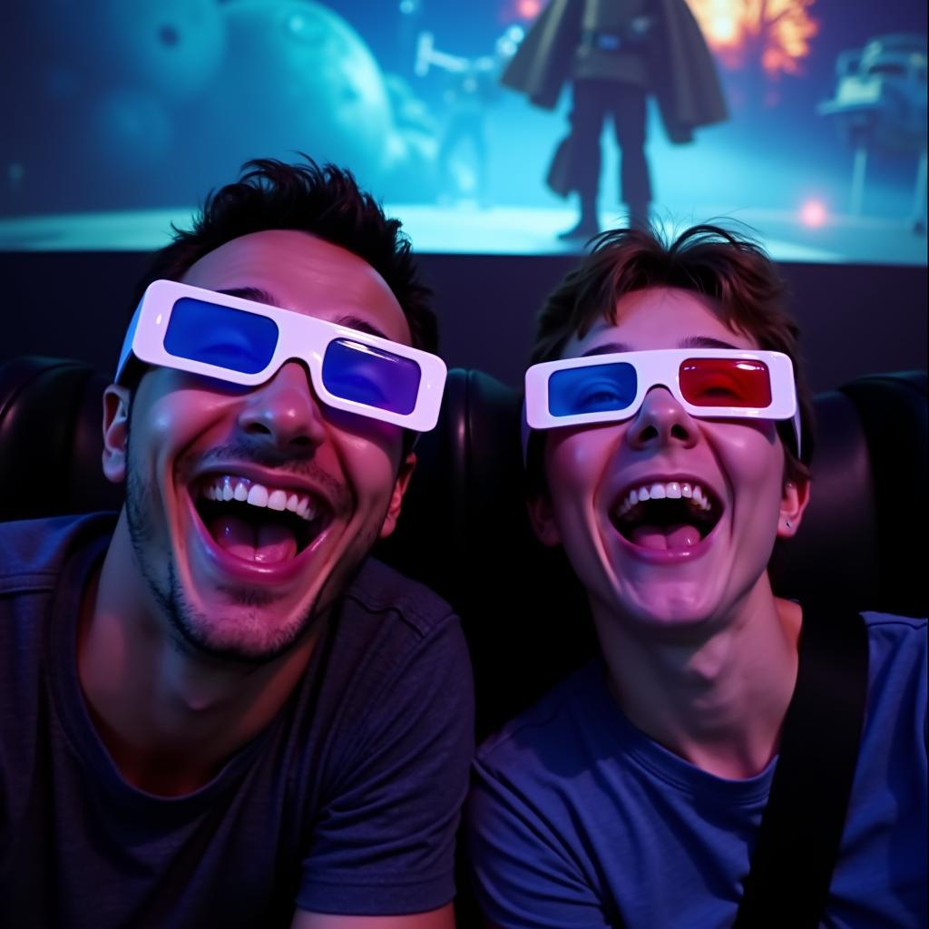 Guests Wearing 3D Glasses on Star Tours