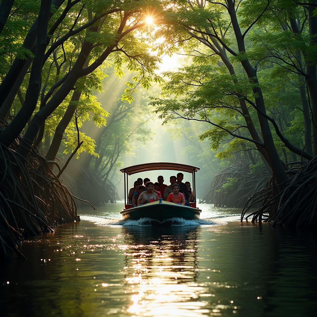 Boat tour through the Sunderbans mangrove forest