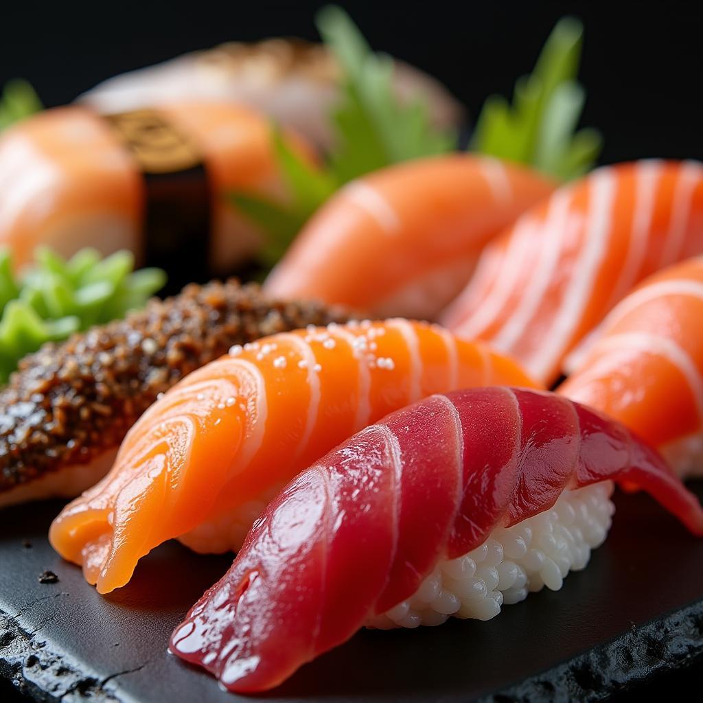 A Colorful Array of Sushi and Sashimi