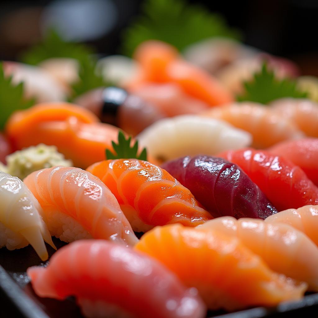 Delicious Sushi and Sashimi Platter in Tokyo Restaurant