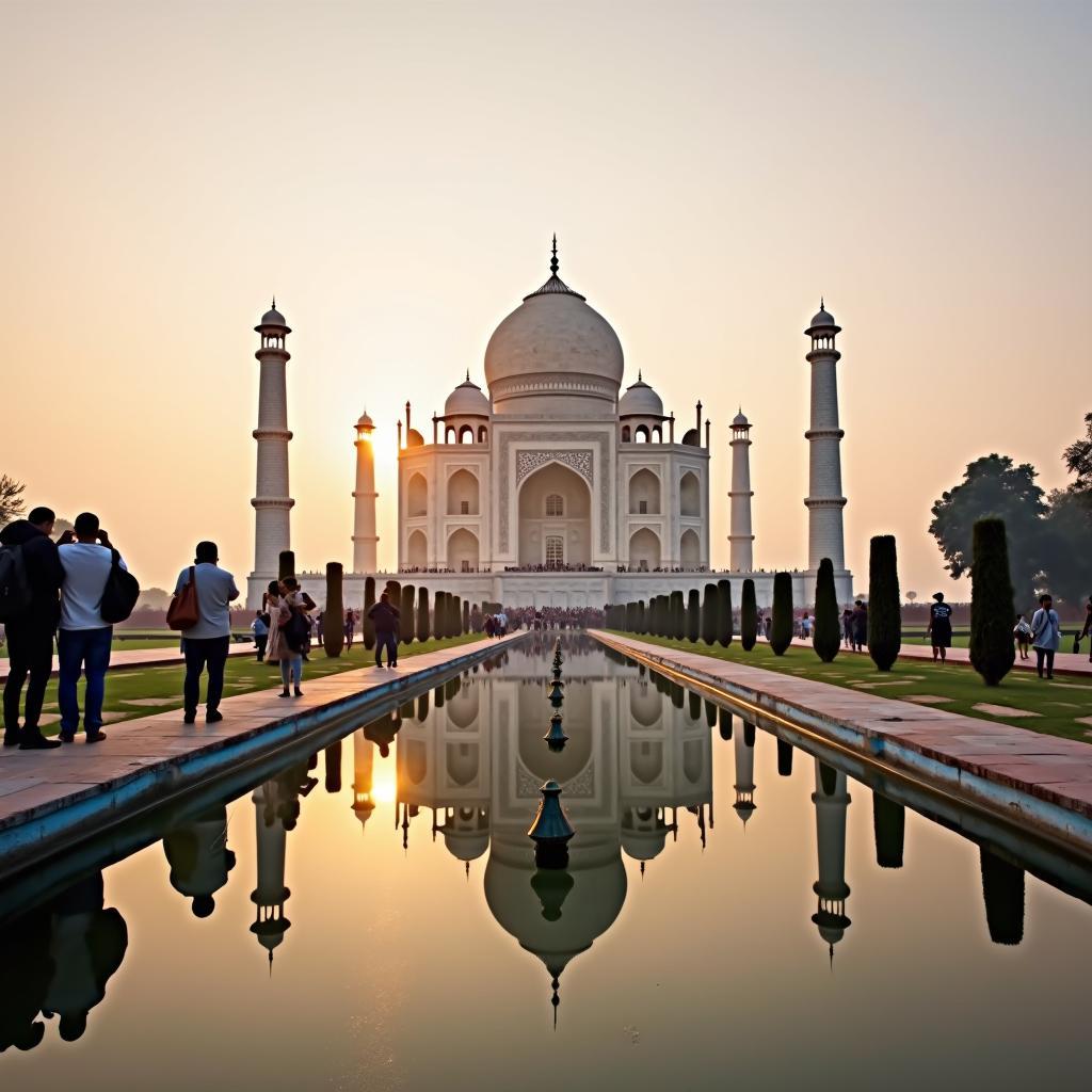 Witnessing the sunrise over the Taj Mahal during a summer trip to India.