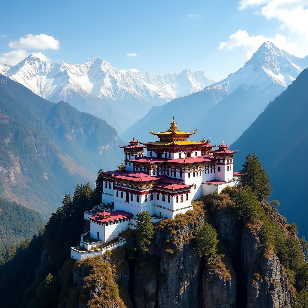 Majestic Tawang Monastery nestled in the mountains of Arunachal Pradesh