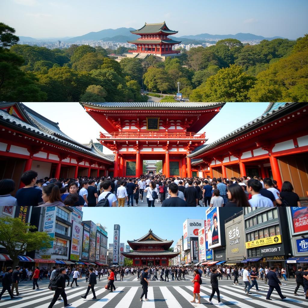 Exploring Tokyo's iconic landmarks: Imperial Palace, Senso-ji Temple, and Shibuya Crossing