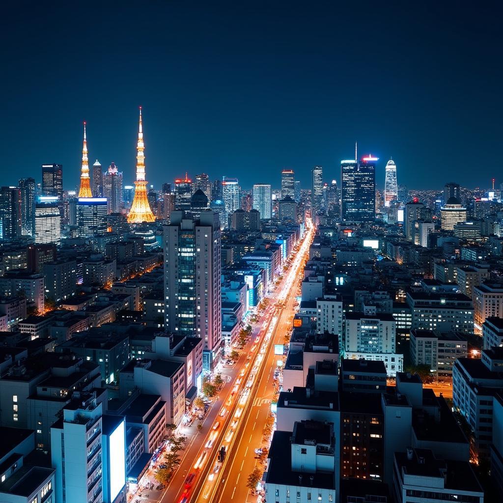 Tokyo Cityscape at Night During 8 Days Japan Tour