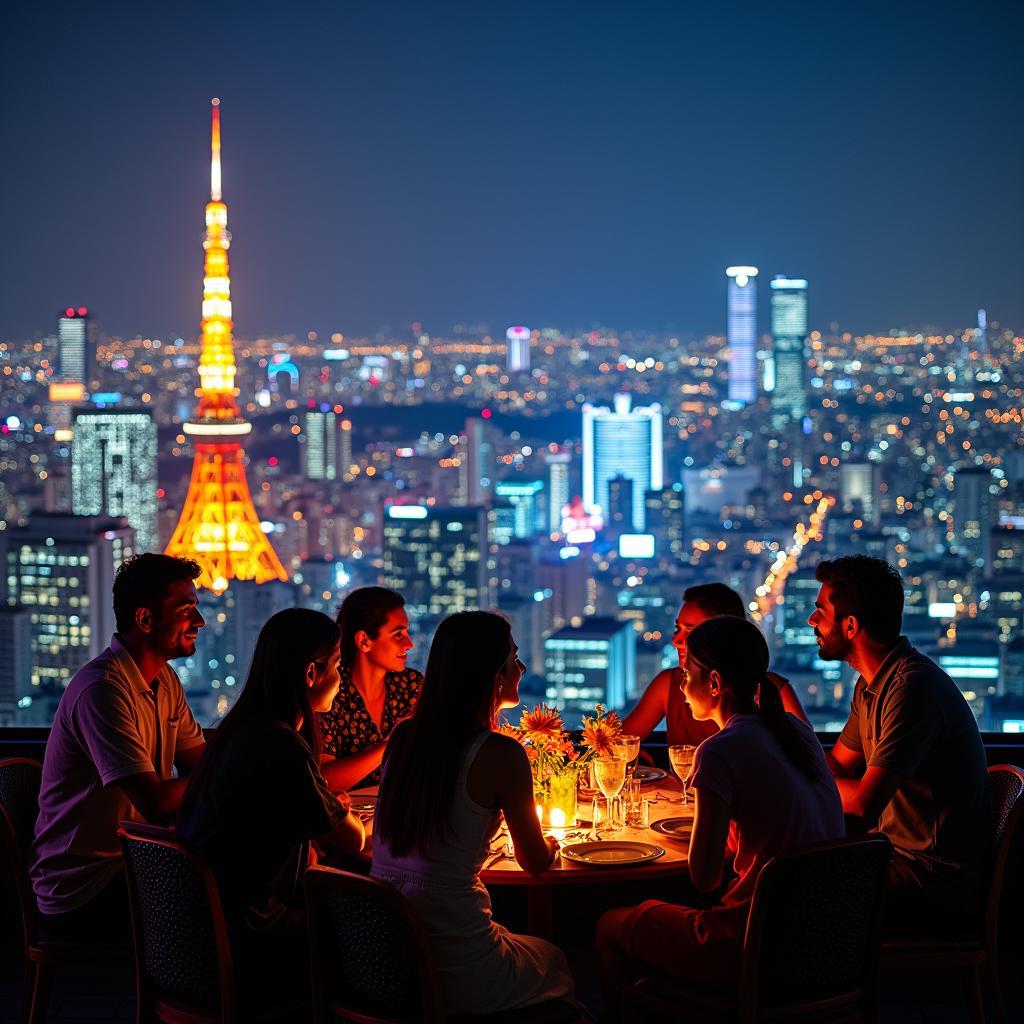 Tokyo Cityscape at Night with Apna Bharat