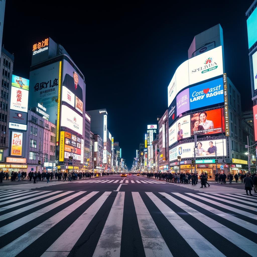 Tokyo Shibuya crossing at night