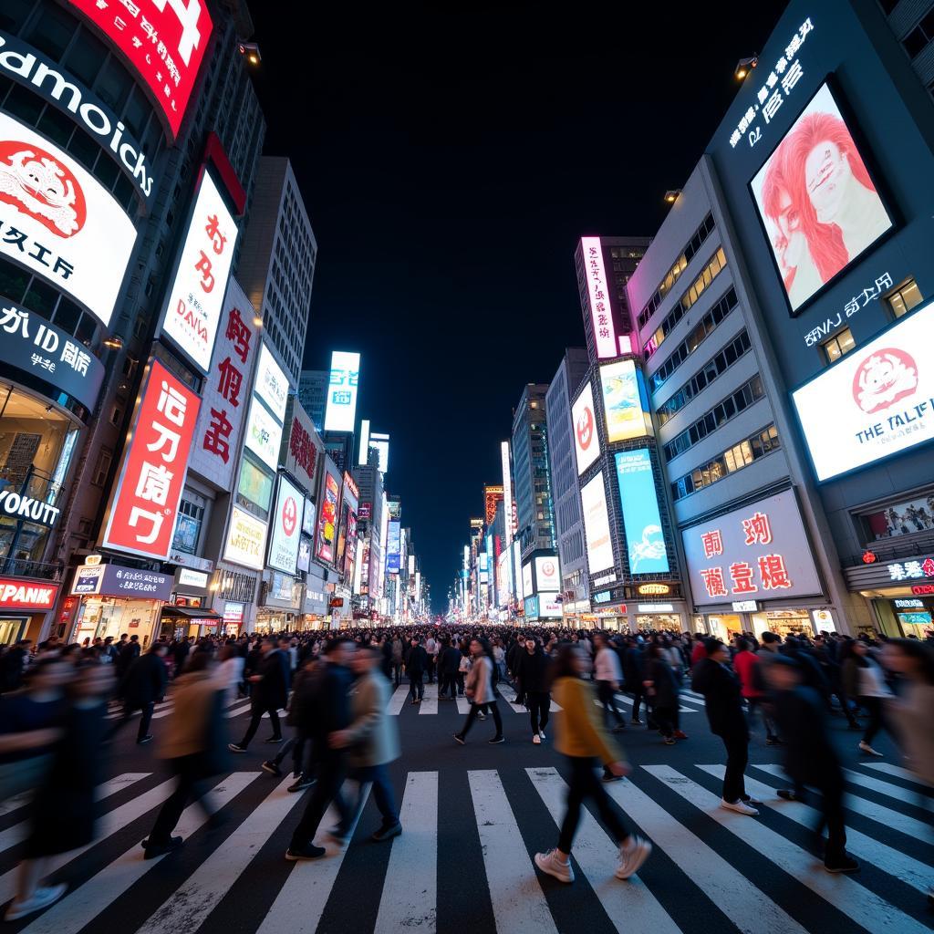 Tokyo Shibuya Crossing at Night