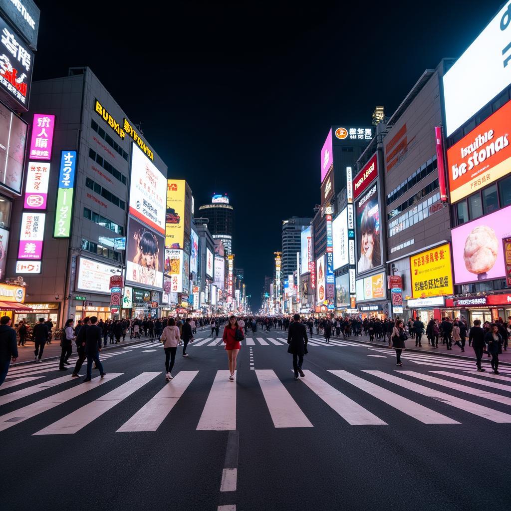 Tokyo's Shibuya Crossing at Night