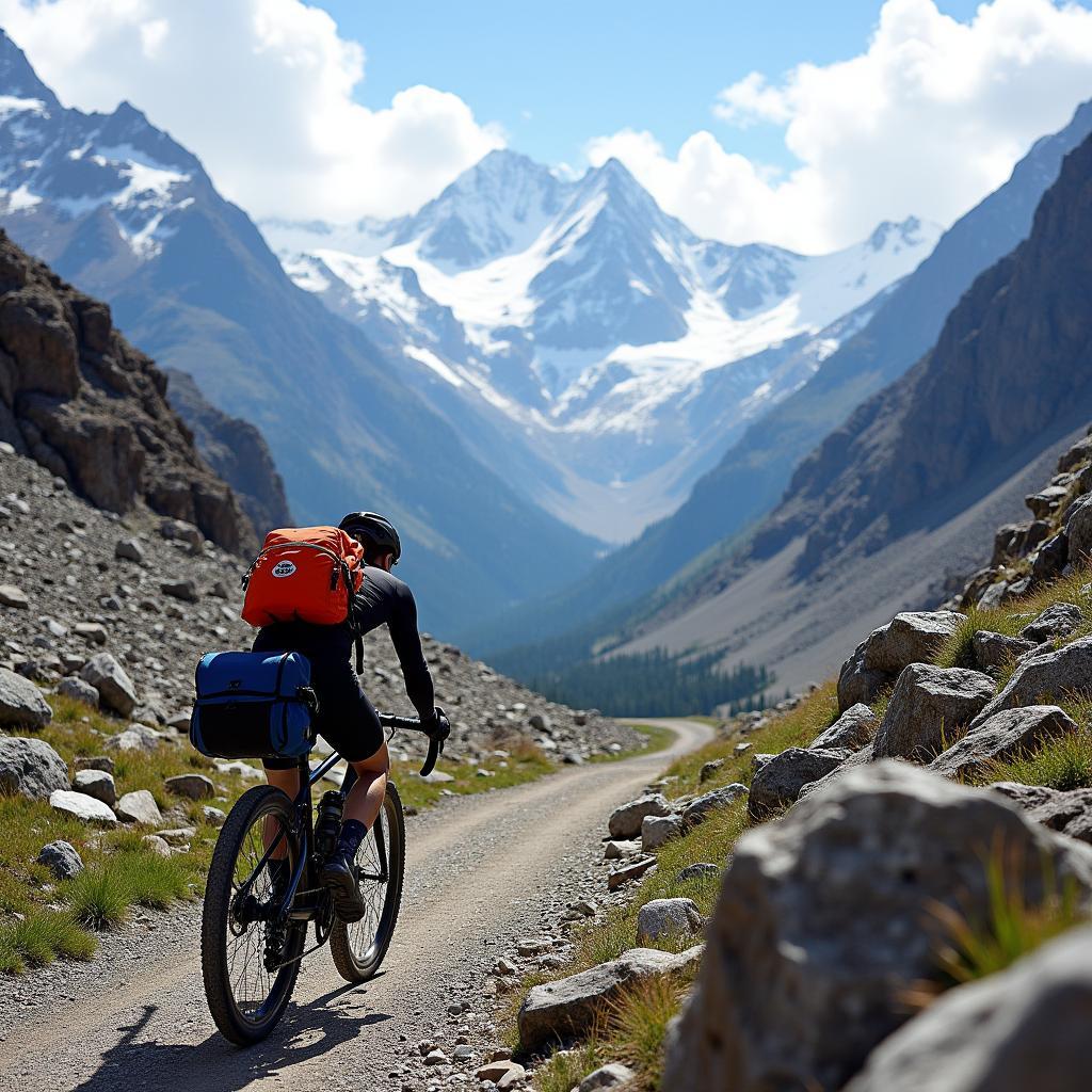 Tour Divide cyclist navigating the challenging Rocky Mountain terrain