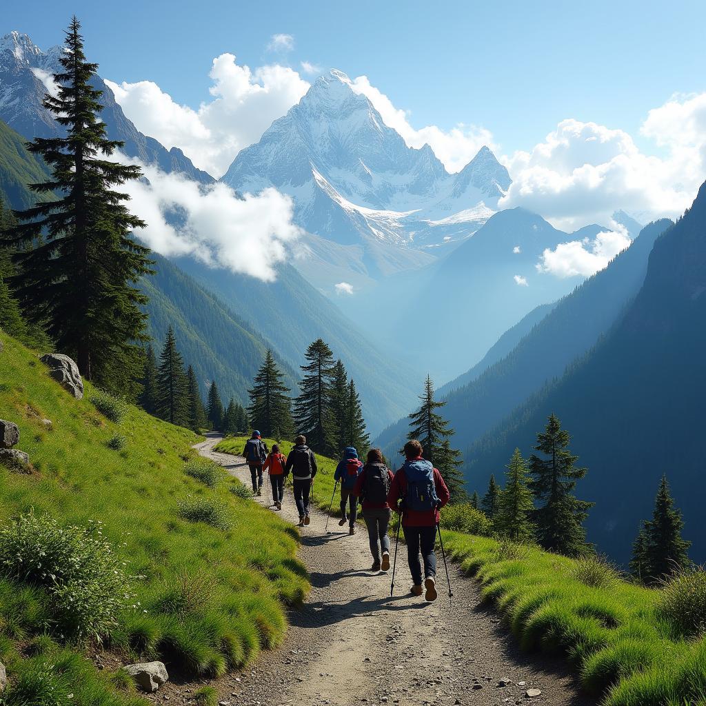 Trekking in the Himalayan foothills near Srinagar