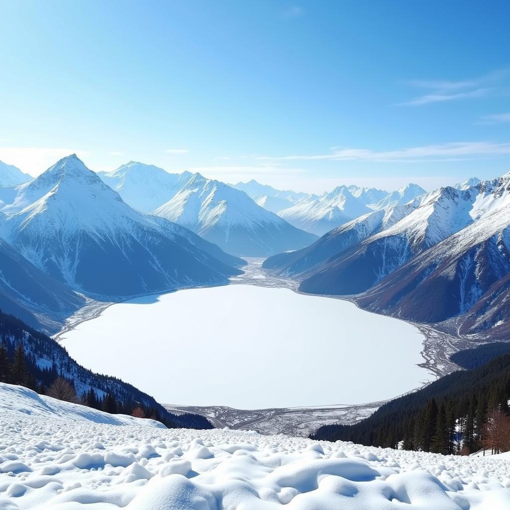 Frozen Tsomgo Lake in Winter