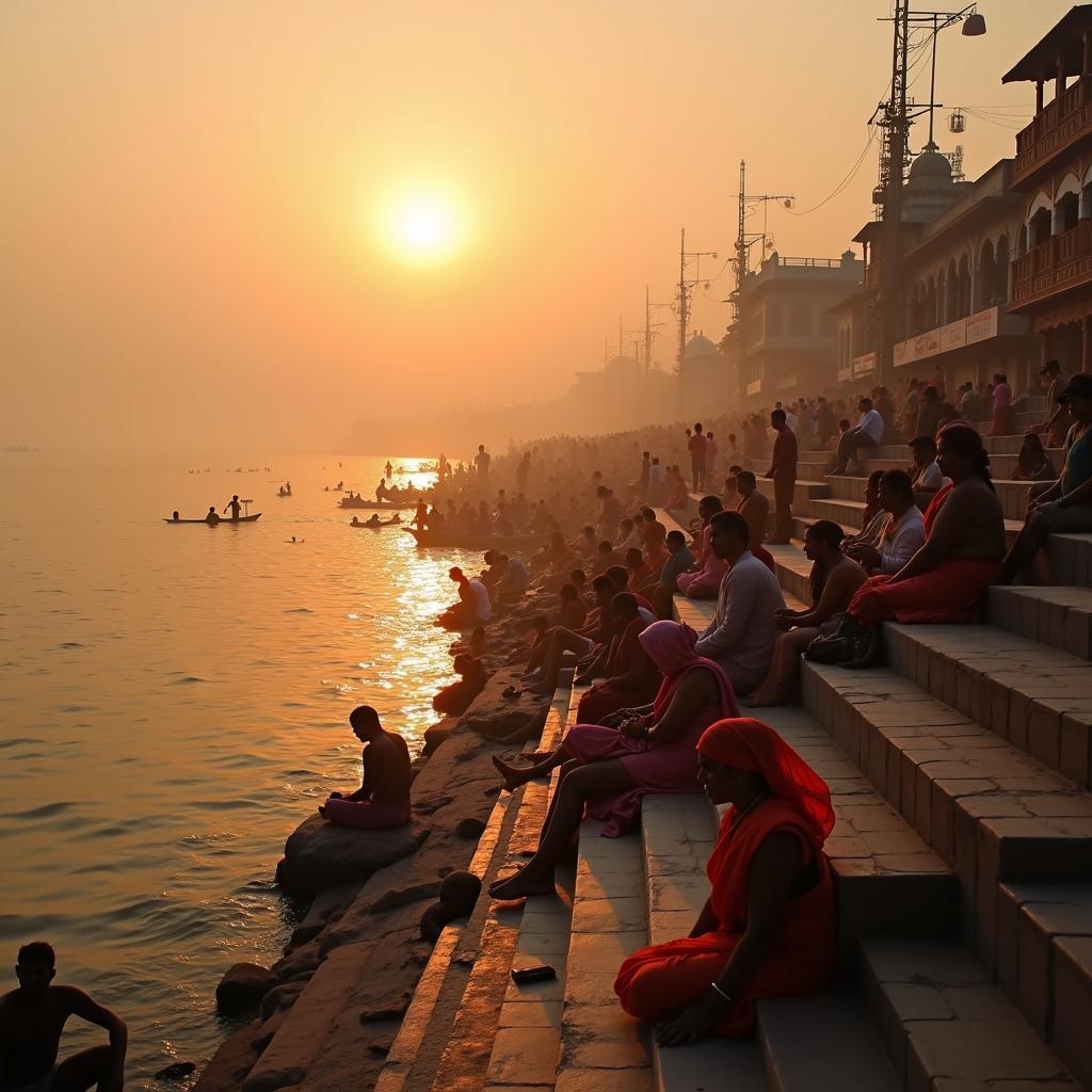 Sunrise over the Varanasi Ghats