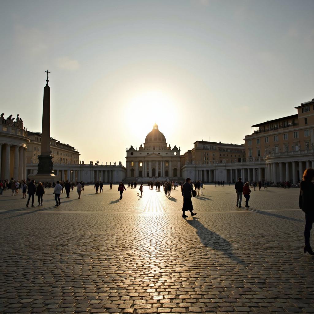 St. Peter's Square in the early morning light, showcasing the quiet beauty before the crowds arrive.