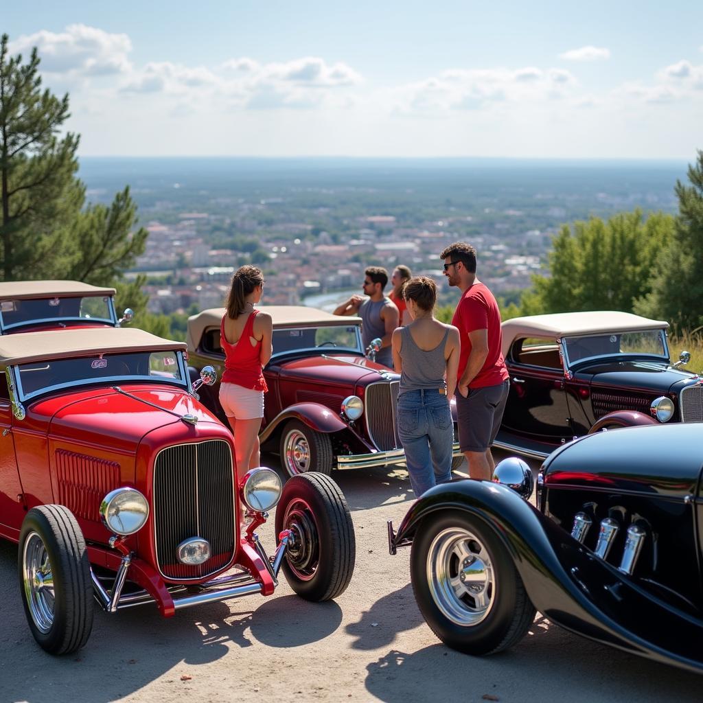 Group of people on a hot rod tour in Vienna