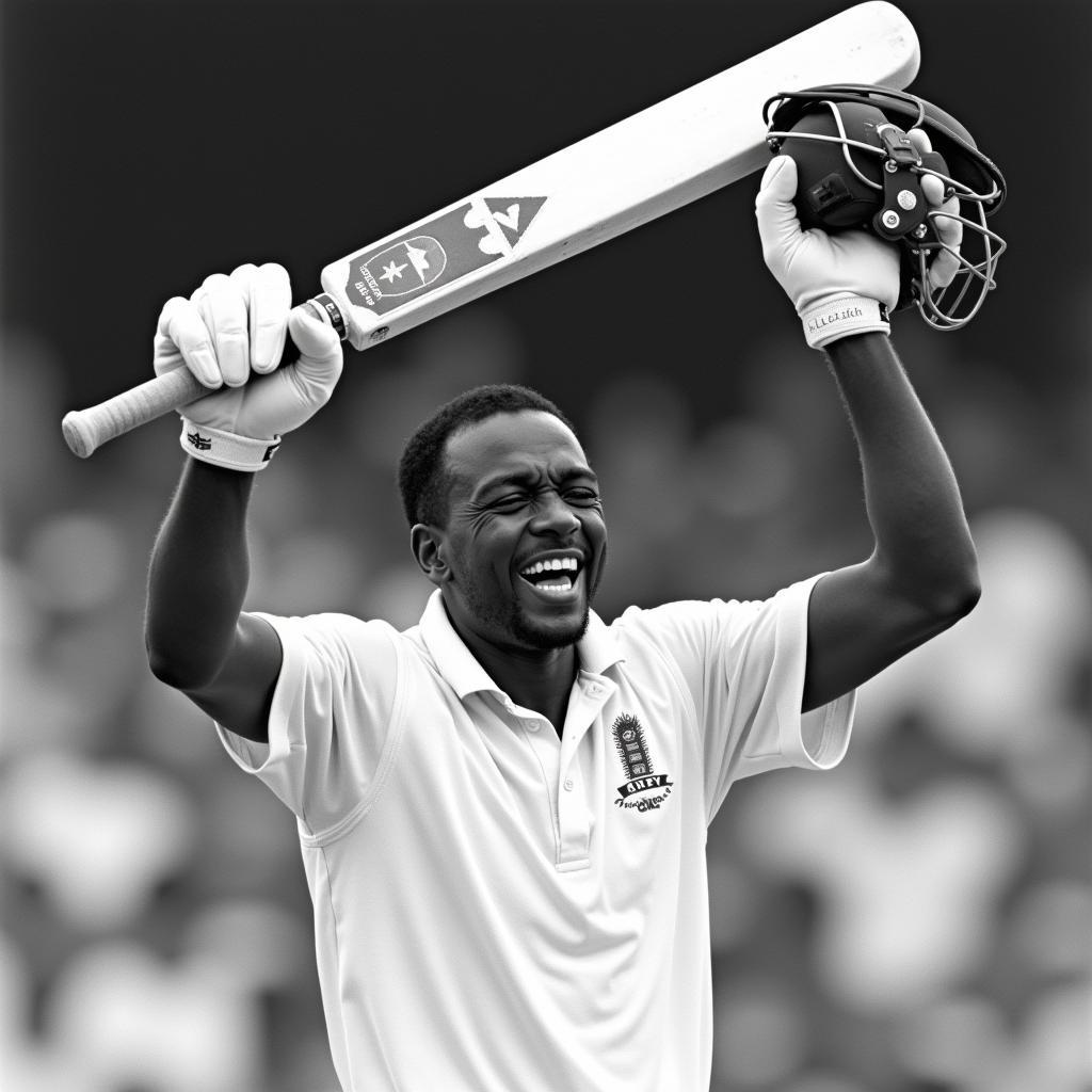 Viv Richards celebrates his double century against India in 1983