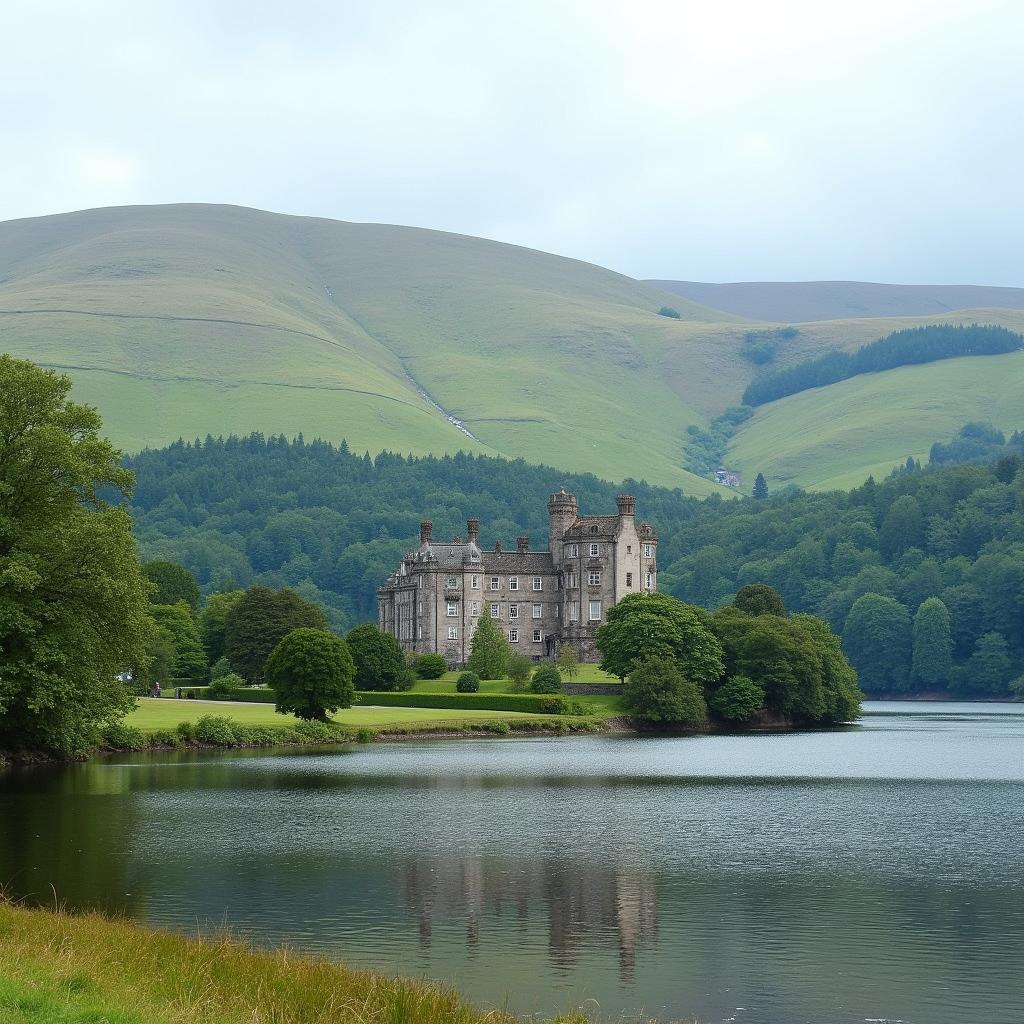 Wray Castle and Claife Heights overlooking Lake Windermere