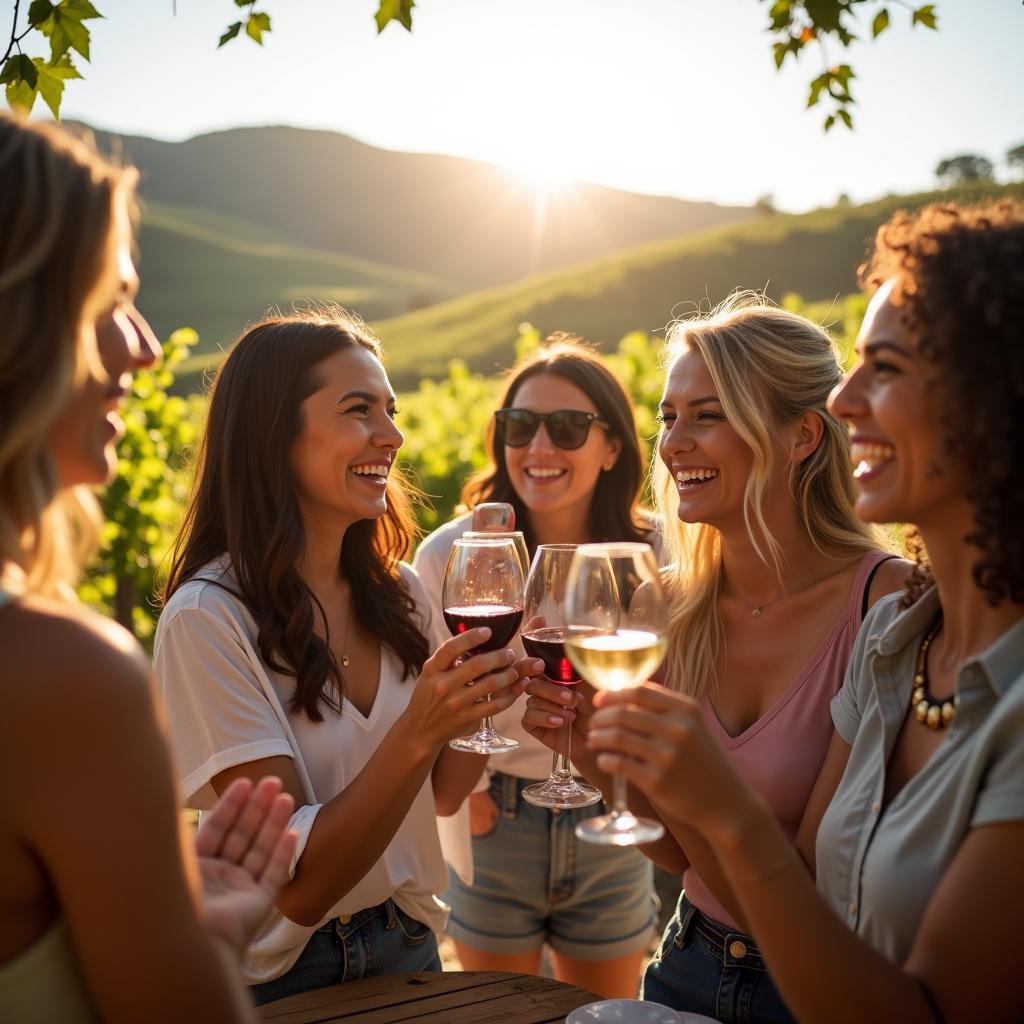 Group Enjoying a Wine Tasting Tour in Los Angeles