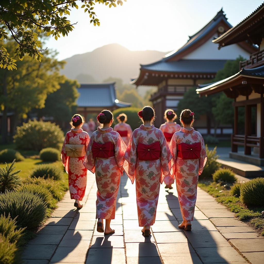 Women exploring the serene temples of Kyoto